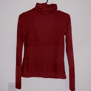 Zara small crimson turtle-neck with back cut out long sleeve shirt